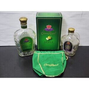 Crown Royal Bottle Lamp Lot Apple & Blackberry Whiskey + Purple Bag Decor